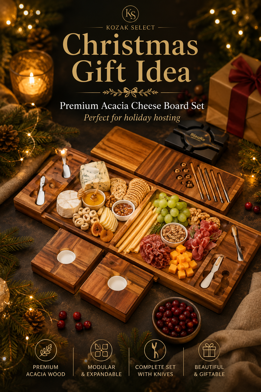 BlauKe Premium Acacia Charcuterie & Cheese Board Set
